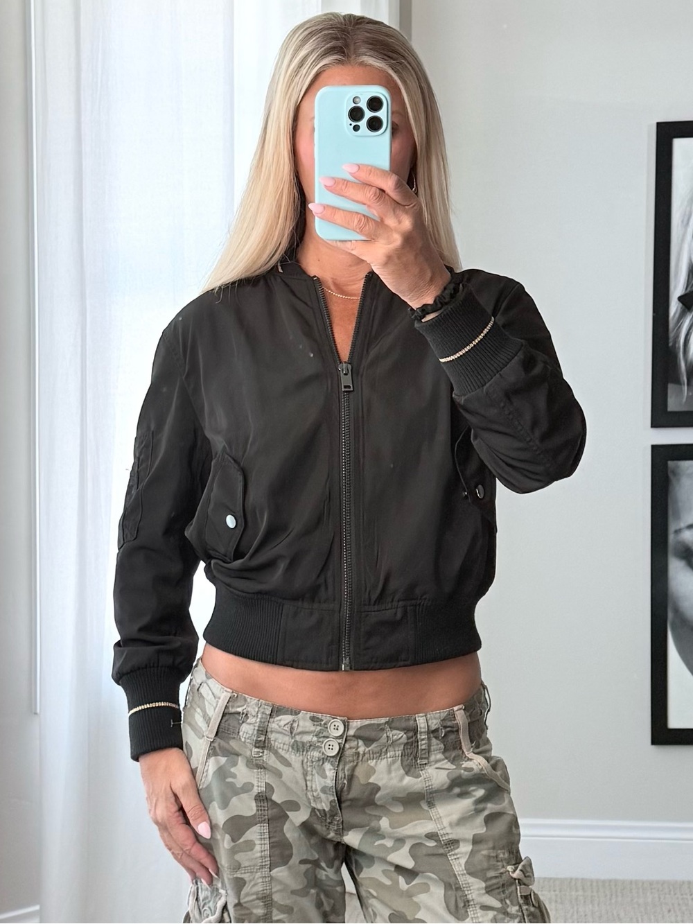 Mango Black Women's Bomber Jacket - Zip Front